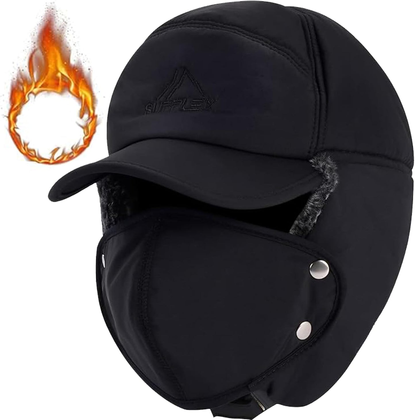 Unisex Winter Trapper Hat with Fur & Removable Mask