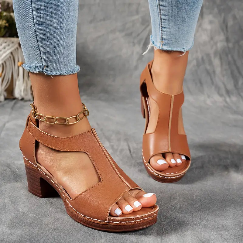 Women's Chunky Heel Sandals-Arch Support Sandals