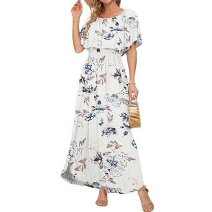 Women's Off The Shoulder Dress Wedding Guest Dress Summer Casual Long Ruffle Party Side Split Beach Maxi Dresses