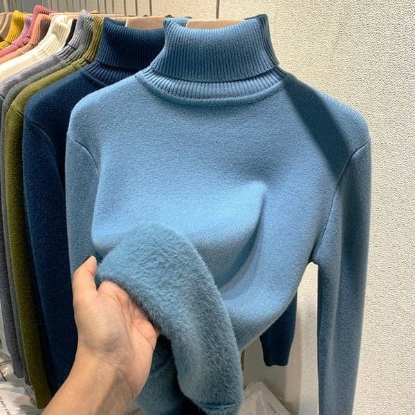 Women Turtleneck Sweater Autumn Winter Elegant Thick Warm Long