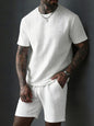 Men’s Breathable Textured T-Shirts Shorts Set