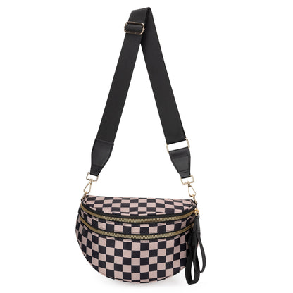 ✨Last Day 49% OFF✨Checkered Leather Bum & Crossbody Bag – RFID Protected-Buy 2 Get Free Shipping Today