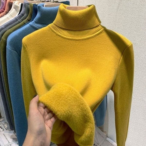 Women Turtleneck Sweater Autumn Winter Elegant Thick Warm Long
