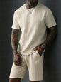 Men’s Breathable Textured T-Shirts Shorts Set