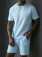 Men’s Breathable Textured T-Shirts Shorts Set