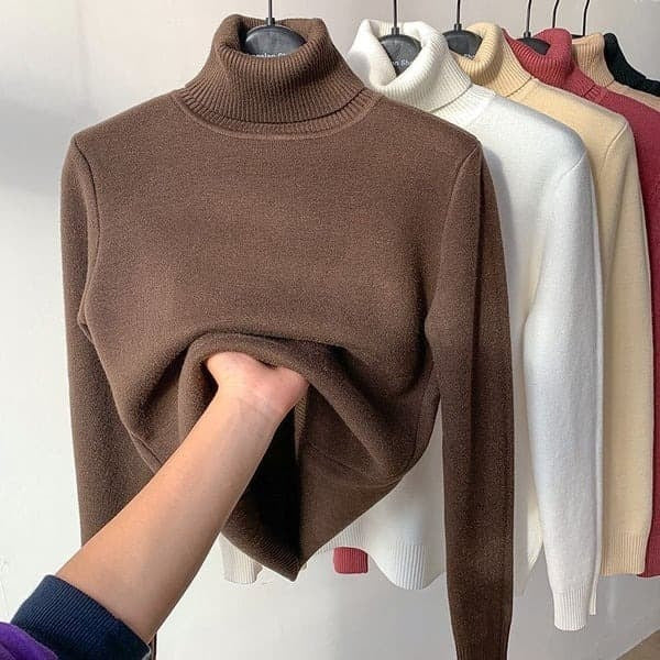 Women Turtleneck Sweater Autumn Winter Elegant Thick Warm Long