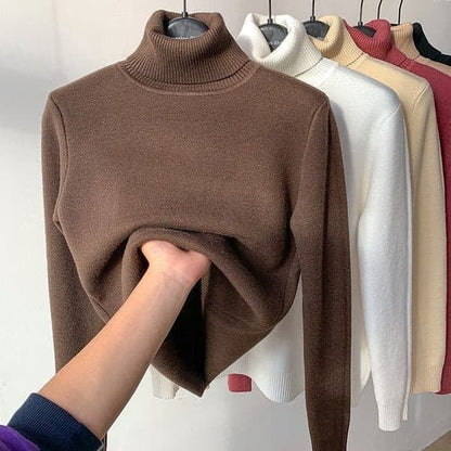 Women Turtleneck Sweater Autumn Winter Elegant Thick Warm Long