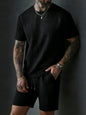 Men’s Breathable Textured T-Shirts Shorts Set