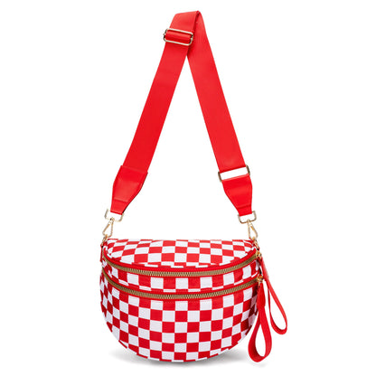 ✨Last Day 49% OFF✨Checkered Leather Bum & Crossbody Bag – RFID Protected-Buy 2 Get Free Shipping Today