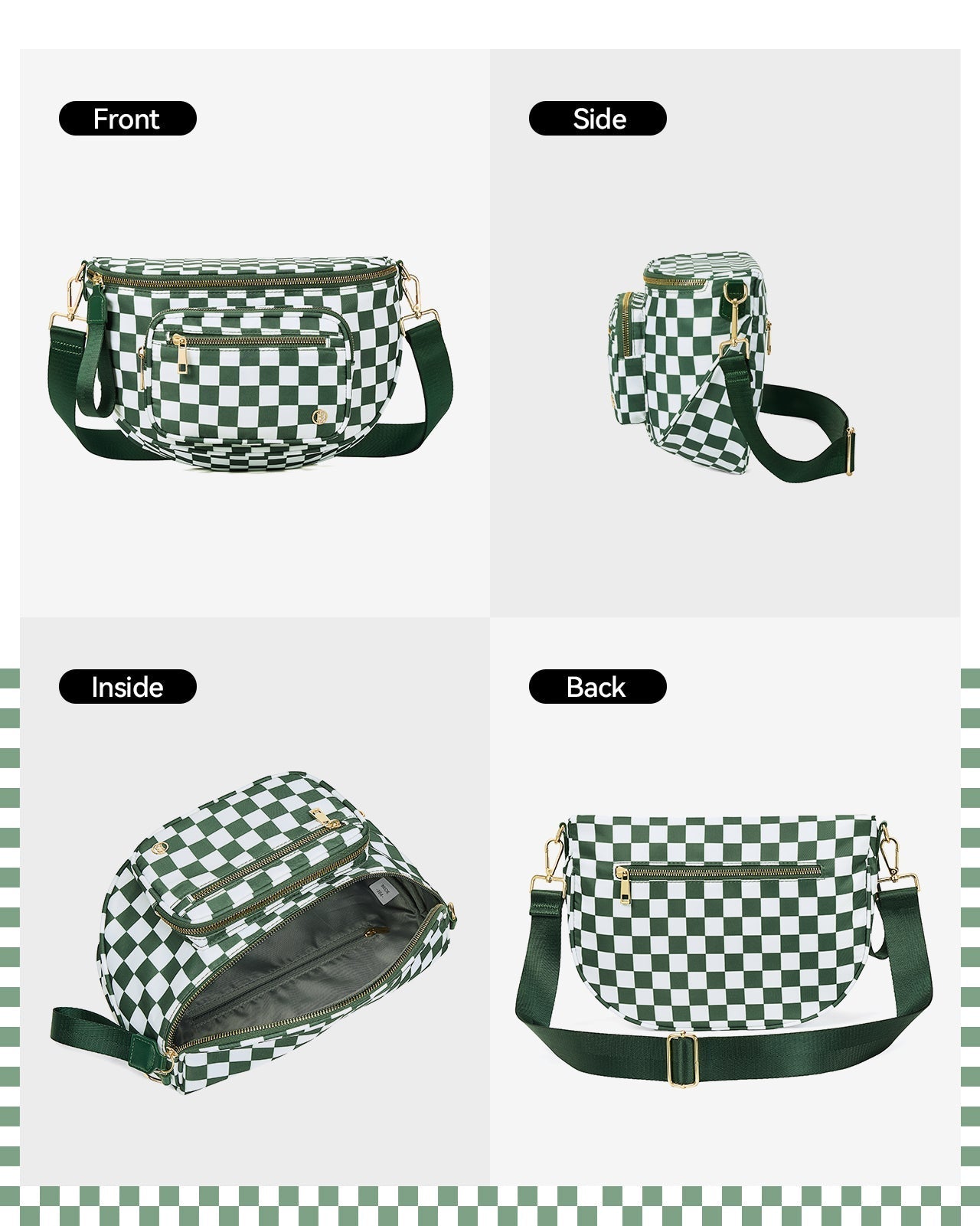 ✨Last Day 49% OFF✨Checkered Leather Bum & Crossbody Bag – RFID Protected-Buy 2 Get Free Shipping Today