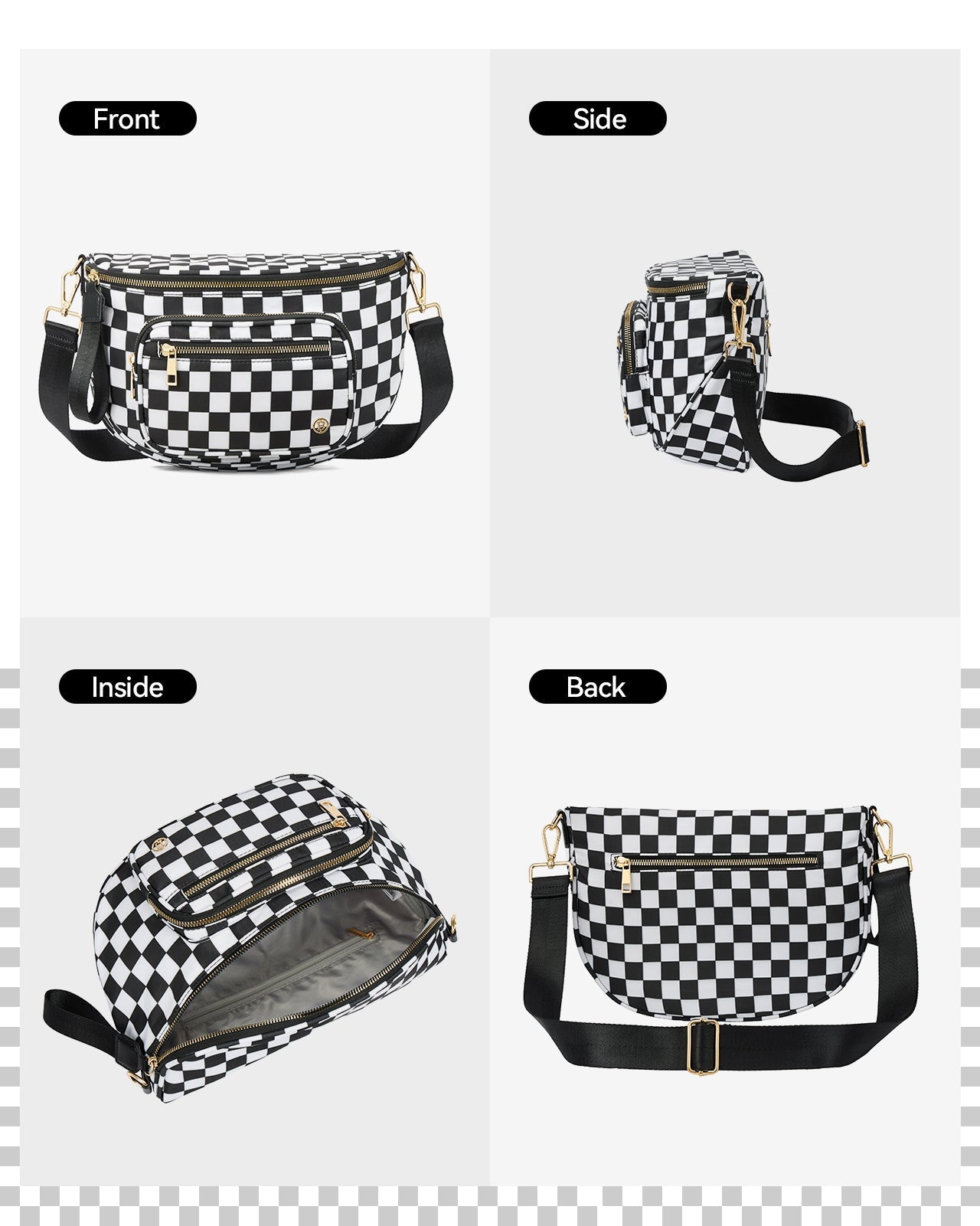 ✨Last Day 49% OFF✨Checkered Leather Bum & Crossbody Bag – RFID Protected-Buy 2 Get Free Shipping Today
