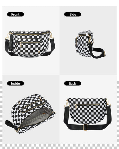 ✨Last Day 49% OFF✨Checkered Leather Bum & Crossbody Bag – RFID Protected-Buy 2 Get Free Shipping Today