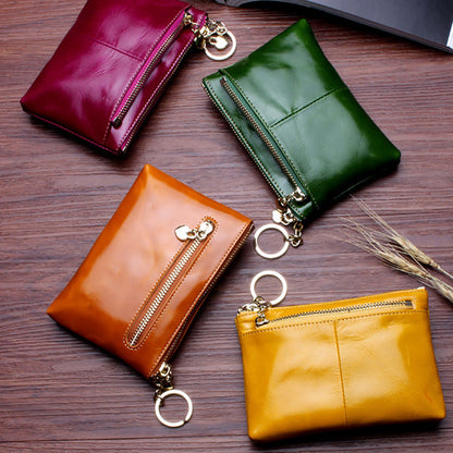 Retro Genuine Leather Coin Purse – Compact and Stylish Card Holder