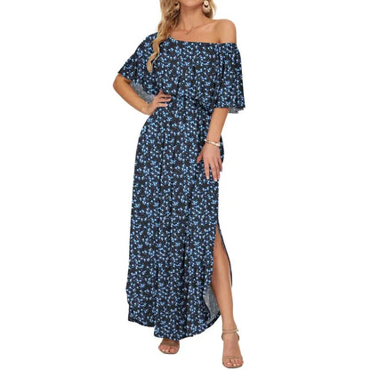 Women's Off The Shoulder Dress Wedding Guest Dress Summer Casual Long Ruffle Party Side Split Beach Maxi Dresses