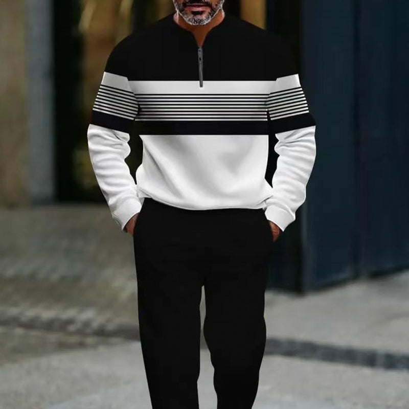 Men's Graphic Print Pullover & Pants Set – Street Style, Comfort Fit & Casual Look