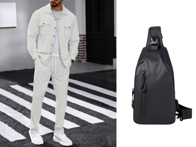 Men's Waffle Button-Up Jacket & Trousers Set – Breathable Waffle Knit, Relaxed Fit & Effortless Casual Style