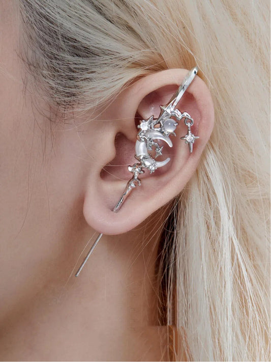 18K Platinum /24K Gold Ear Hook Needle Piercing Earring