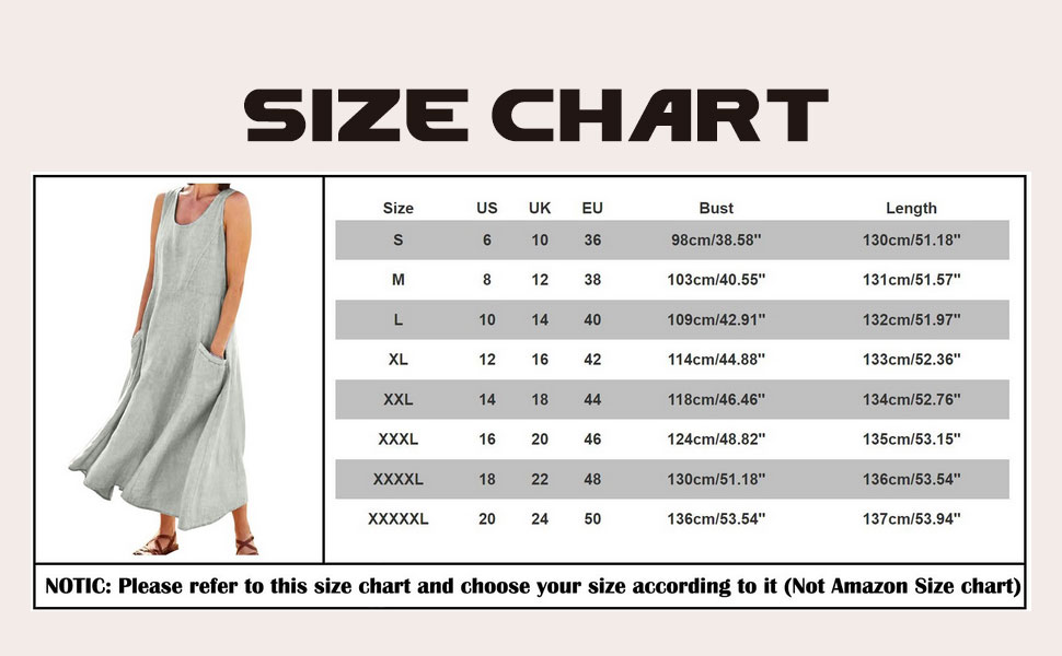 Last Day 49% OFF Women Cotton Linen Sundress Summer Sleeveless Loose Pocket Long Dress Buy 2 Get Free Shipping Today