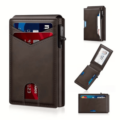 Minimalist RFID Aluminum Wallet with Pop-Up & ID Window