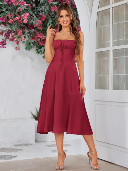 ✨Last Day 49% OFF✨Ruched Bust Split Thigh Cami Dress-Buy 2 Get Free Shipping Today