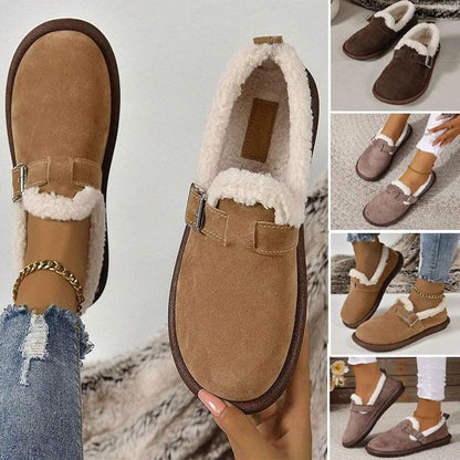 Women's Plush Round Toe Slip-On Loafers Shoes
