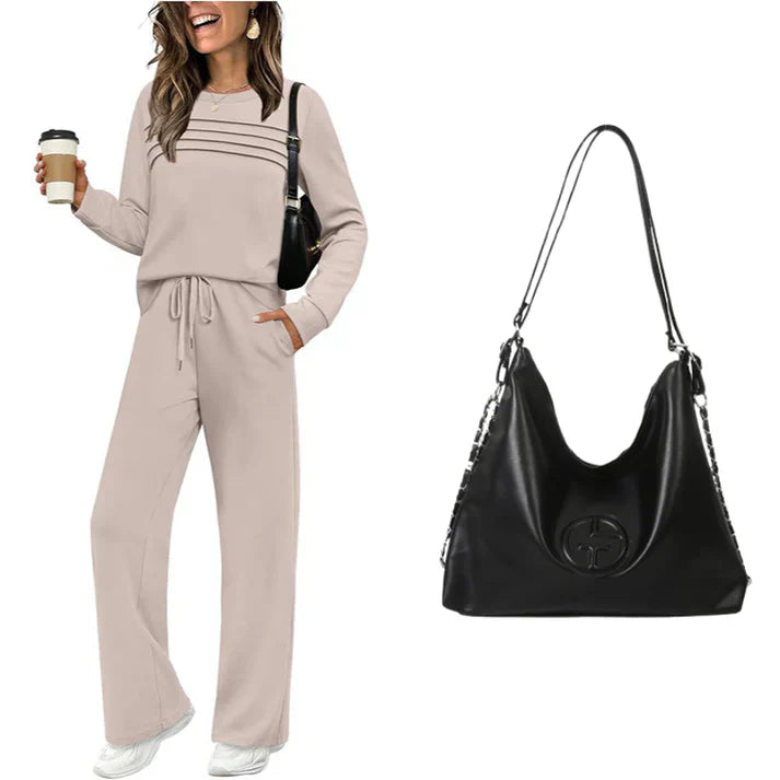 Women's Crew Neck Top & Drawstring Pants Set