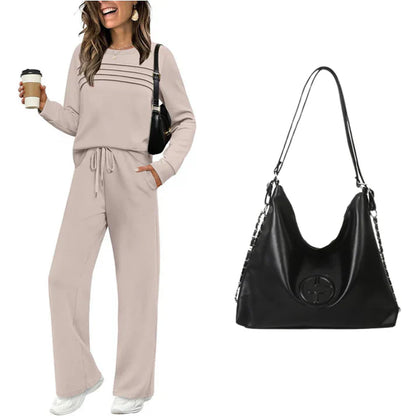 Women's Crew Neck Top & Drawstring Pants Set
