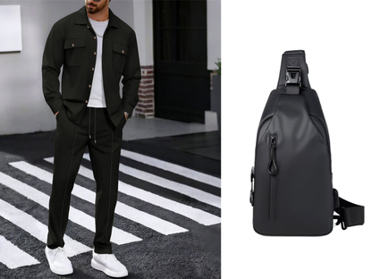 Men's Waffle Button-Up Jacket & Trousers Set – Breathable Waffle Knit, Relaxed Fit & Effortless Casual Style