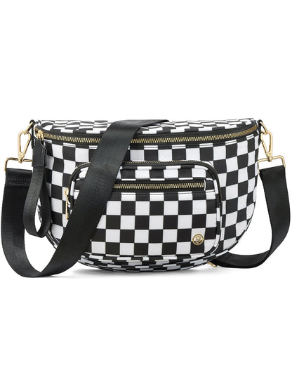 ✨Last Day 49% OFF✨Checkered Leather Bum & Crossbody Bag – RFID Protected-Buy 2 Get Free Shipping Today