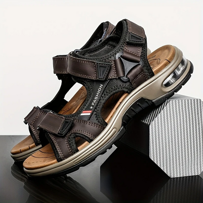 Men's Orthopedic Leather Sandals – Breathable, Adjustable, Air Cushion