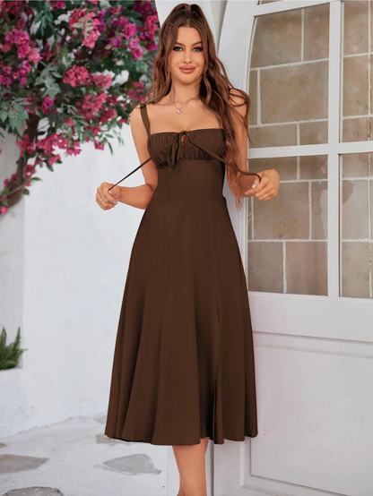 ✨Last Day 49% OFF✨Ruched Bust Split Thigh Cami Dress-Buy 2 Get Free Shipping Today
