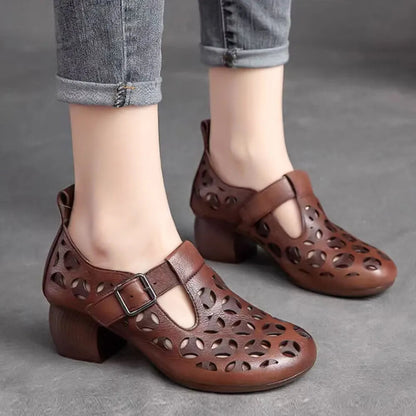 Wearscomfy Women's Leather Retro Ethnic Style Casual Shoes