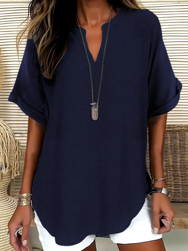 Women's Casual Solid Short Sleeve Top