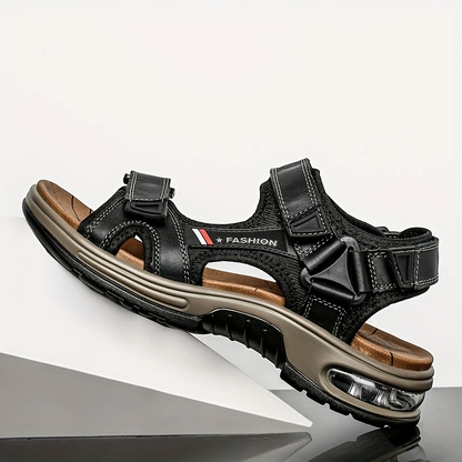 Men's Orthopedic Leather Sandals – Breathable, Adjustable, Air Cushion