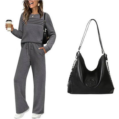 Women's Crew Neck Top & Drawstring Pants Set