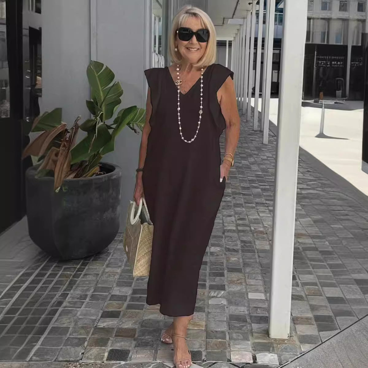 Women Cotton And Linen Casual Summer Beach Dress