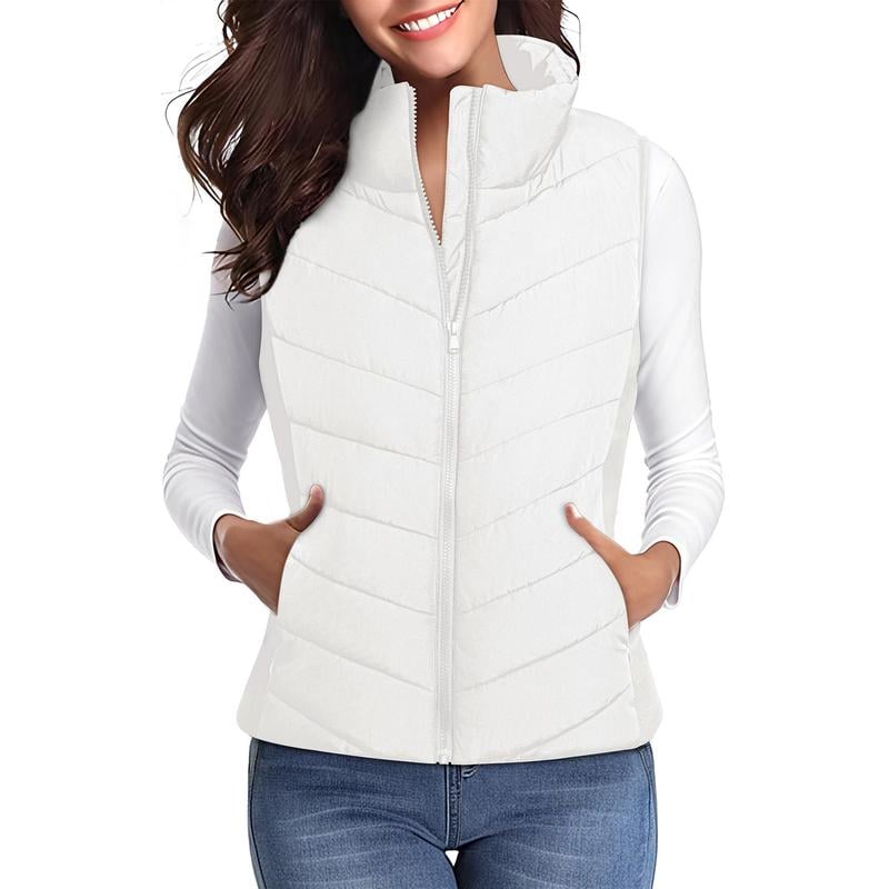 Lightweight Comfort: Women’s Sleeveless Puffer Zip Vest Outerwear