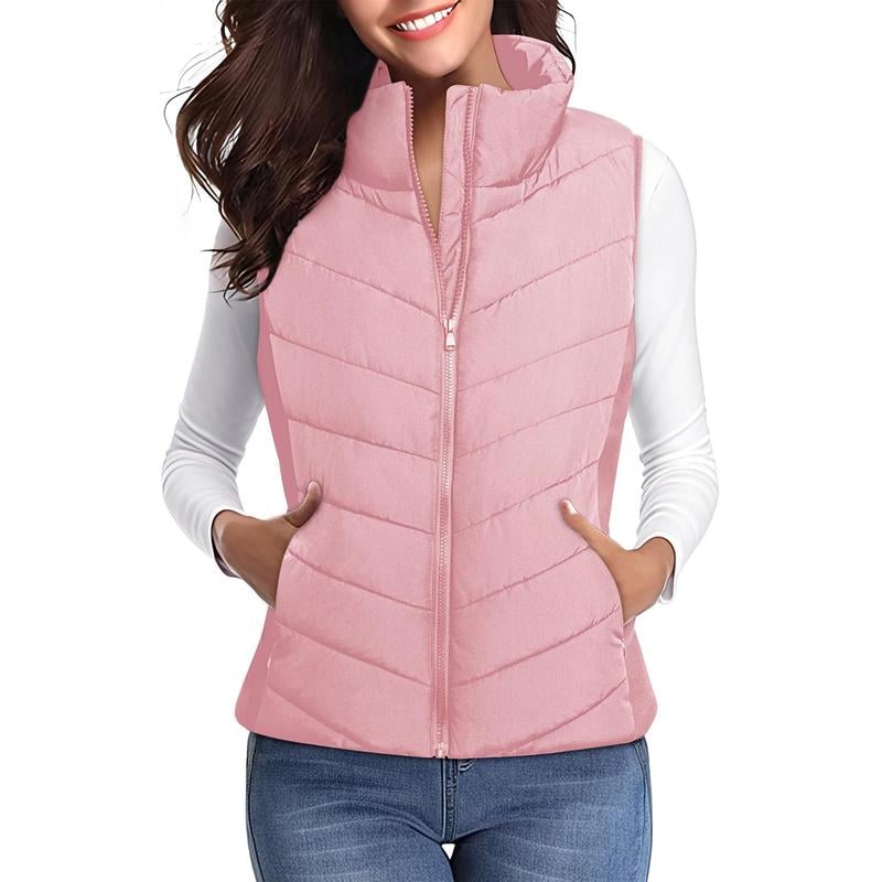 Lightweight Comfort: Women’s Sleeveless Puffer Zip Vest Outerwear