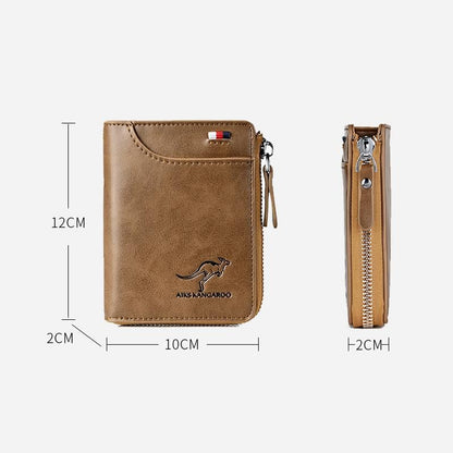 Men Wallet Zipper Purse with Rfid Protected