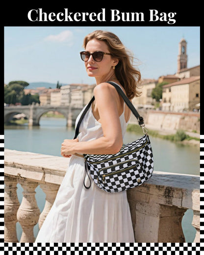 ✨Last Day 49% OFF✨Checkered Leather Bum & Crossbody Bag – RFID Protected-Buy 2 Get Free Shipping Today