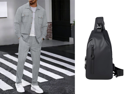 Men's Waffle Button-Up Jacket & Trousers Set – Breathable Waffle Knit, Relaxed Fit & Effortless Casual Style