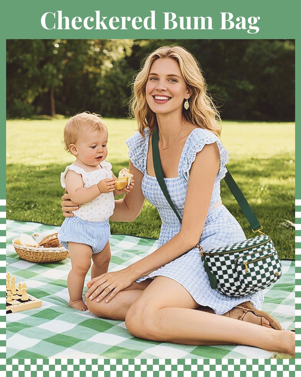 ✨Last Day 49% OFF✨Checkered Leather Bum & Crossbody Bag – RFID Protected-Buy 2 Get Free Shipping Today
