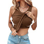 Round Neck Built-in Bra Ribbed Tank Top Fit