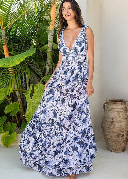 ✨Last Day 49% OFF✨V Neck Lace Up Printed One Piece Swimsuit and Skirt-Buy 2 Get Free Shipping Today