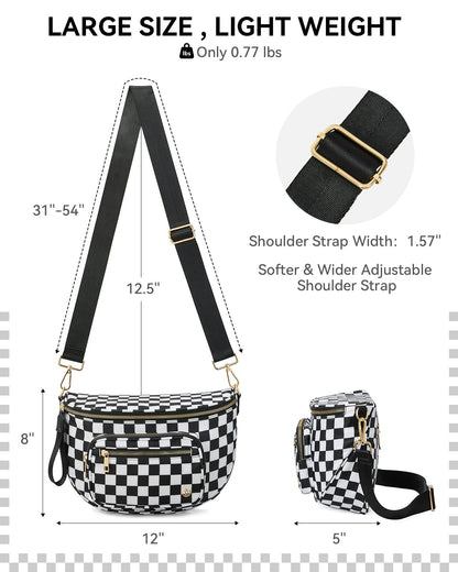 ✨Last Day 49% OFF✨Checkered Leather Bum & Crossbody Bag – RFID Protected-Buy 2 Get Free Shipping Today