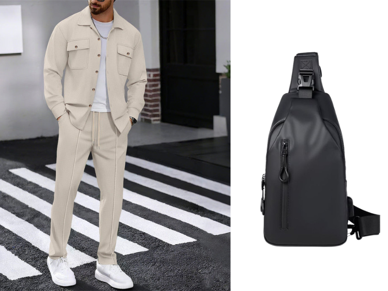 Men's Waffle Button-Up Jacket & Trousers Set – Breathable Waffle Knit, Relaxed Fit & Effortless Casual Style