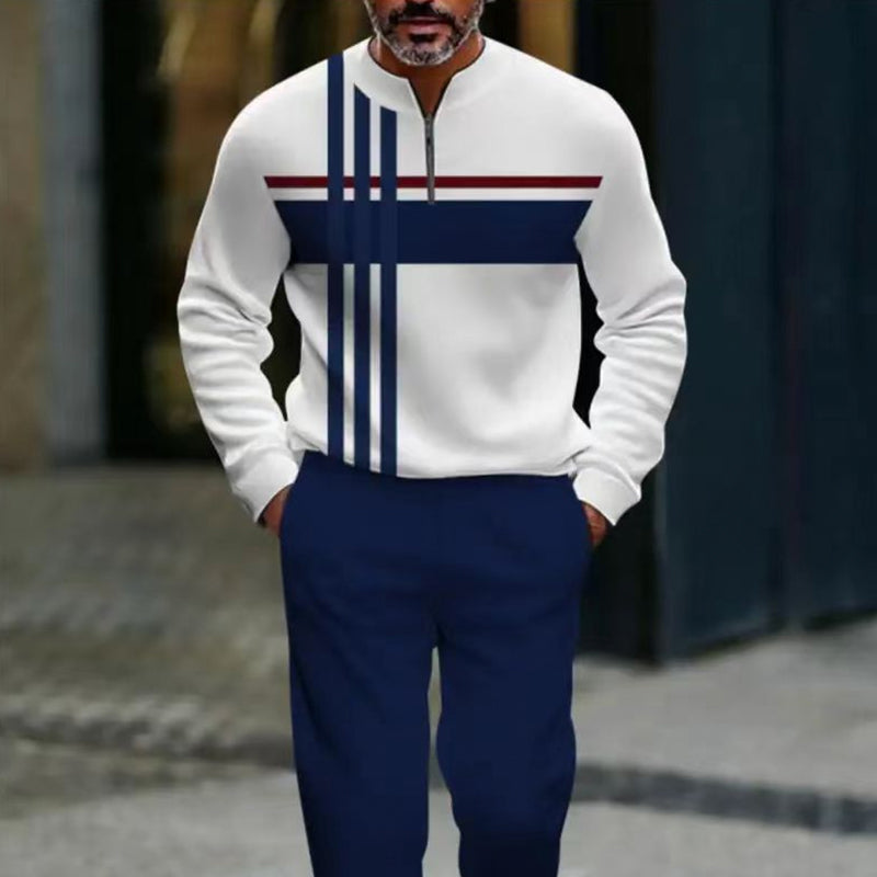 Men's Graphic Print Pullover & Pants Set – Street Style, Comfort Fit & Casual Look