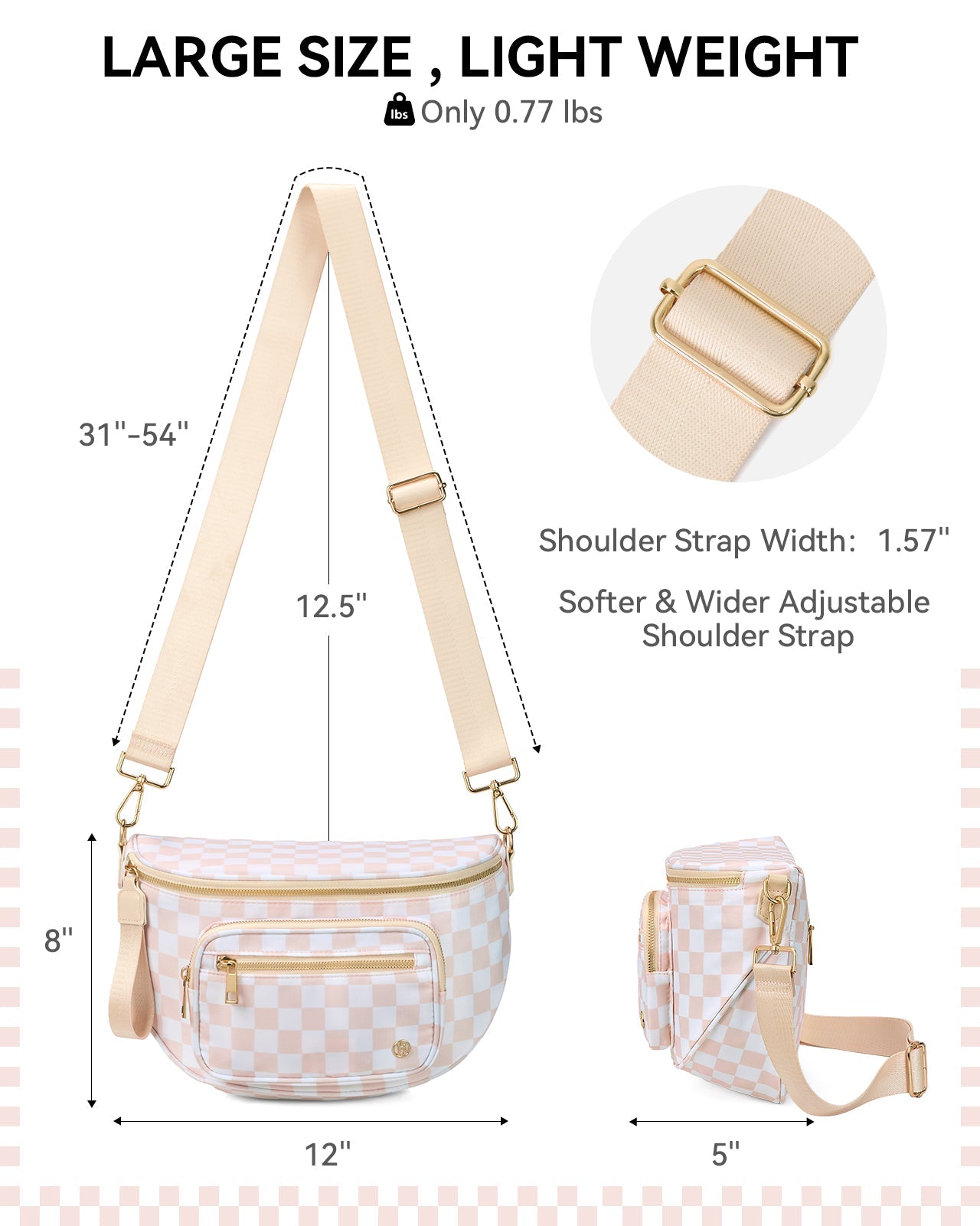 ✨Last Day 49% OFF✨Checkered Leather Bum & Crossbody Bag – RFID Protected-Buy 2 Get Free Shipping Today