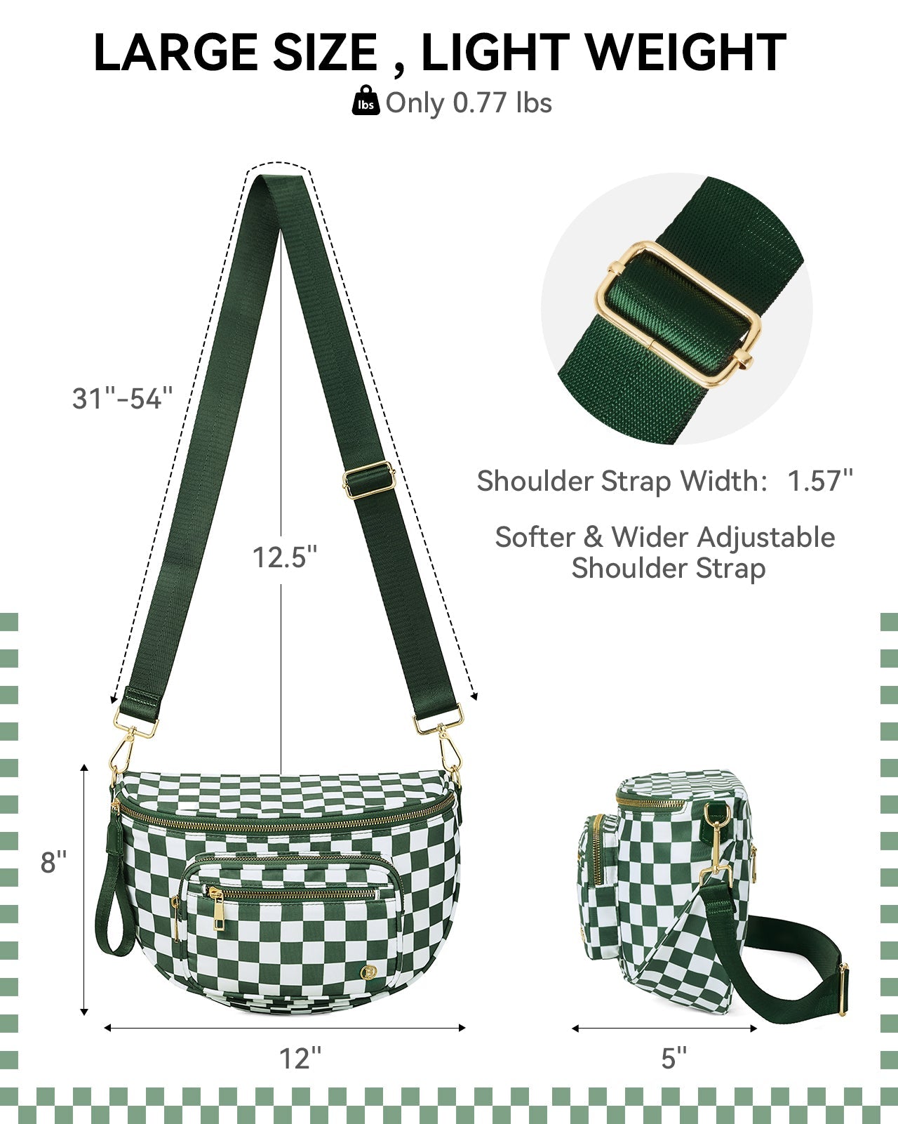 ✨Last Day 49% OFF✨Checkered Leather Bum & Crossbody Bag – RFID Protected-Buy 2 Get Free Shipping Today