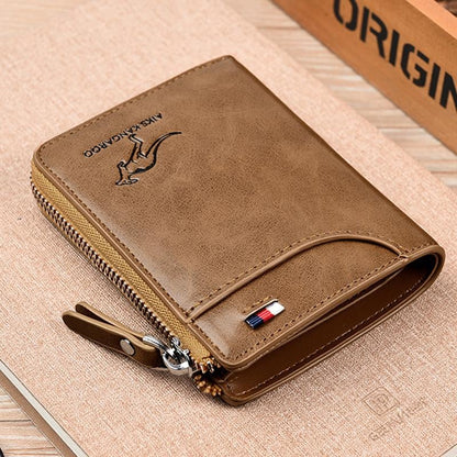 Men Wallet Zipper Purse with Rfid Protected